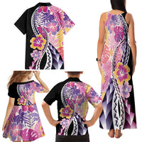Aloha Vintage Hibiscus Lei Seamless Pattern Family Matching Tank Maxi Dress and Hawaiian Shirt - Polynesian Pride