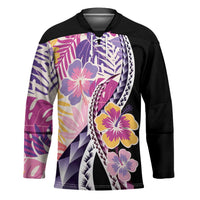 Aloha Vintage Hibiscus Lei Seamless Pattern Hockey Jersey - Polynesian Pride