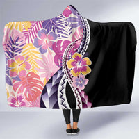 Aloha Vintage Hibiscus Lei Seamless Pattern Hooded Blanket - Polynesian Pride