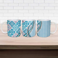 Aloha Vintage Palaka Floral Hawaiian Quilt Ceramic Mug Uliuli Motif - Polynesian Pride