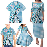 Aloha Vintage Palaka Floral Hawaiian Quilt Family Matching Puletasi and Hawaiian Shirt Uliuli Motif - Polynesian Pride