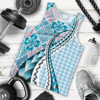 Aloha Vintage Palaka Floral Hawaiian Quilt Men Tank Top Uliuli Motif - Polynesian Pride