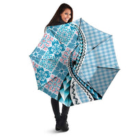 Aloha Vintage Palaka Floral Hawaiian Quilt Umbrella Uliuli Motif - Polynesian Pride