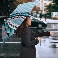 Aloha Vintage Palaka Floral Hawaiian Quilt Umbrella Uliuli Motif - Polynesian Pride