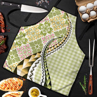 Aloha Vintage Palaka Floral Hawaiian Quilt Apron Omaomao Motif - Polynesian Pride