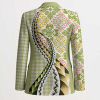 Aloha Vintage Palaka Floral Hawaiian Quilt Blazer Omaomao Motif - Polynesian Pride