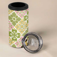 Aloha Vintage Palaka Floral Hawaiian Quilt 4 in 1 Can Cooler Tumbler Omaomao Motif - Polynesian Pride