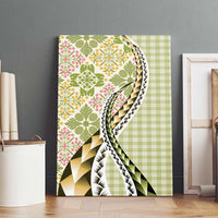 Aloha Vintage Palaka Floral Hawaiian Quilt Canvas Wall Art Omaomao Motif - Polynesian Pride