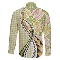 Aloha Vintage Palaka Floral Hawaiian Quilt Family Matching Off Shoulder Short Dress and Hawaiian Shirt Omaomao Motif - Polynesian Pride