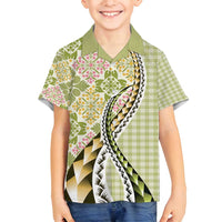 Aloha Vintage Palaka Floral Hawaiian Quilt Family Matching Tank Maxi Dress and Hawaiian Shirt Omaomao Motif - Polynesian Pride