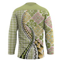 Aloha Vintage Palaka Floral Hawaiian Quilt Hockey Jersey Omaomao Motif - Polynesian Pride