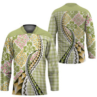 Aloha Vintage Palaka Floral Hawaiian Quilt Hockey Jersey Omaomao Motif - Polynesian Pride