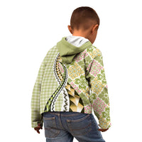 Aloha Vintage Palaka Floral Hawaiian Quilt Kid Hoodie Omaomao Motif - Polynesian Pride
