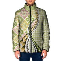 Aloha Vintage Palaka Floral Hawaiian Quilt Padded Jacket Omaomao Motif - Polynesian Pride