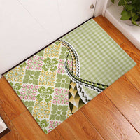 Aloha Vintage Palaka Floral Hawaiian Quilt Rubber Doormat Omaomao Motif - Polynesian Pride