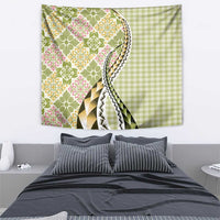 Aloha Vintage Palaka Floral Hawaiian Quilt Tapestry Omaomao Motif - Polynesian Pride