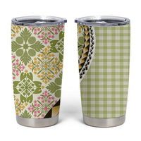 Aloha Vintage Palaka Floral Hawaiian Quilt Tumbler Cup Omaomao Motif - Polynesian Pride