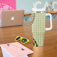 Aloha Vintage Palaka Floral Hawaiian Quilt Tumbler With Handle Omaomao Motif - Polynesian Pride