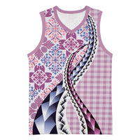 Aloha Vintage Palaka Floral Hawaiian Quilt Basketball Jersey Akala Motif - Polynesian Pride