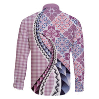 Aloha Vintage Palaka Floral Hawaiian Quilt Family Matching Short Sleeve Bodycon Dress and Hawaiian Shirt Akala Motif - Polynesian Pride