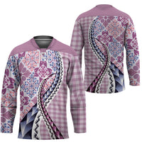 Aloha Vintage Palaka Floral Hawaiian Quilt Hockey Jersey Akala Motif - Polynesian Pride