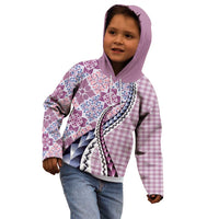 Aloha Vintage Palaka Floral Hawaiian Quilt Kid Hoodie Akala Motif - Polynesian Pride
