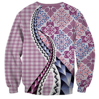 Aloha Vintage Palaka Floral Hawaiian Quilt Sweatshirt Akala Motif - Polynesian Pride