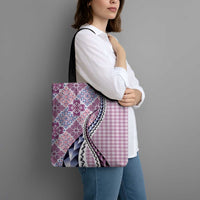 Aloha Vintage Palaka Floral Hawaiian Quilt Tote Bag Akala Motif LT9 - Polynesian Pride