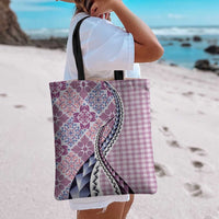 Aloha Vintage Palaka Floral Hawaiian Quilt Tote Bag Akala Motif LT9 - Polynesian Pride