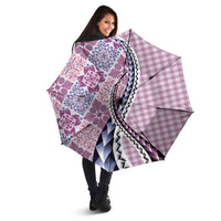 Aloha Vintage Palaka Floral Hawaiian Quilt Umbrella Akala Motif - Polynesian Pride