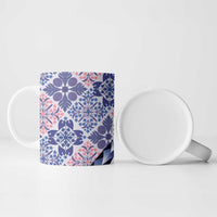 Aloha Vintage Palaka Floral Hawaiian Quilt Ceramic Mug Poni Motif - Polynesian Pride