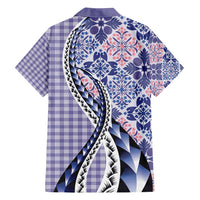 Aloha Vintage Palaka Floral Hawaiian Quilt Family Matching Off Shoulder Maxi Dress and Hawaiian Shirt Poni Motif - Polynesian Pride