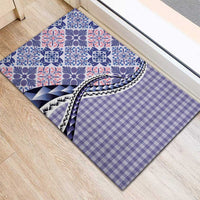 Aloha Vintage Palaka Floral Hawaiian Quilt Rubber Doormat Poni Motif - Polynesian Pride