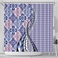 Aloha Vintage Palaka Floral Hawaiian Quilt Shower Curtain Poni Motif - Polynesian Pride