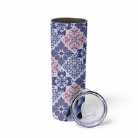 Aloha Vintage Palaka Floral Hawaiian Quilt Skinny Tumbler Poni Motif - Polynesian Pride