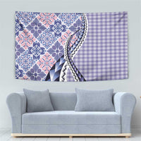 Aloha Vintage Palaka Floral Hawaiian Quilt Tapestry Poni Motif - Polynesian Pride