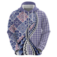 Aloha Vintage Palaka Floral Hawaiian Quilt Zip Hoodie Poni Motif - Polynesian Pride