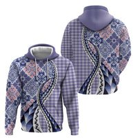 Aloha Vintage Palaka Floral Hawaiian Quilt Zip Hoodie Poni Motif - Polynesian Pride