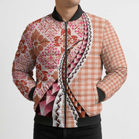 Aloha Vintage Palaka Floral Hawaiian Quilt Bomber Puffer Jacket Ulaula Motif LT9 - Polynesian Pride