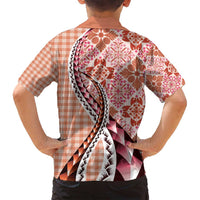 Aloha Vintage Palaka Floral Hawaiian Quilt Family Matching Puletasi and Hawaiian Shirt Ulaula Motif - Polynesian Pride