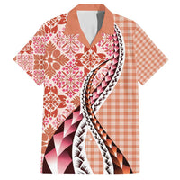 Aloha Vintage Palaka Floral Hawaiian Quilt Family Matching Puletasi and Hawaiian Shirt Ulaula Motif - Polynesian Pride