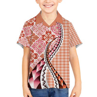 Aloha Vintage Palaka Floral Hawaiian Quilt Family Matching Puletasi and Hawaiian Shirt Ulaula Motif - Polynesian Pride