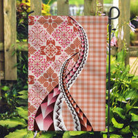 Aloha Vintage Palaka Floral Hawaiian Quilt Garden Flag Ulaula Motif - Polynesian Pride