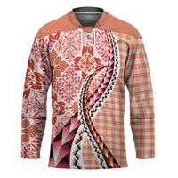 Aloha Vintage Palaka Floral Hawaiian Quilt Hockey Jersey Ulaula Motif - Polynesian Pride