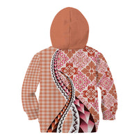 Aloha Vintage Palaka Floral Hawaiian Quilt Kid Hoodie Ulaula Motif - Polynesian Pride