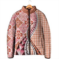 Aloha Vintage Palaka Floral Hawaiian Quilt Padded Jacket Ulaula Motif - Polynesian Pride