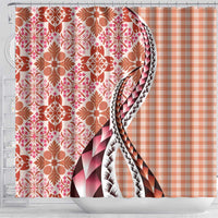 Aloha Vintage Palaka Floral Hawaiian Quilt Shower Curtain Ulaula Motif - Polynesian Pride