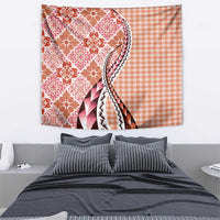 Aloha Vintage Palaka Floral Hawaiian Quilt Tapestry Ulaula Motif - Polynesian Pride