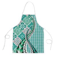 Aloha Vintage Palaka Floral Hawaiian Quilt Apron Polu Motif - Polynesian Pride