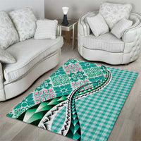 Aloha Vintage Palaka Floral Hawaiian Quilt Area Rug Polu Motif - Polynesian Pride